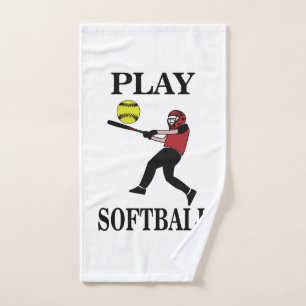 Softbalspeler speelt softbal handdoek