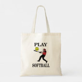 Softbalspeler speelt softbal tote bag (Achterkant)