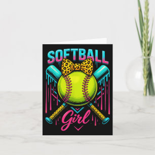 Softbalster Meisje Ice Cream Softbal Drip Kaart