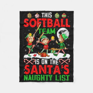 Softbalteam staat op de kerstlijst van de Kerstman Fleece Deken