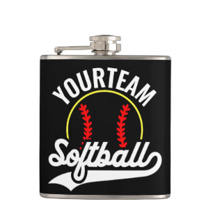 Softbalteamspeler VOEG NAAM TOE Gepersonaliseerde Heupfles