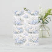 SoftBlue Floral Pattern Elegant Romantic Botanical Aankondiging (Staand voorkant)