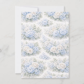SoftBlue Floral Pattern Elegant Romantic Botanical Aankondiging