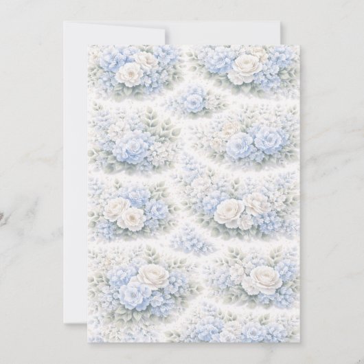 SoftBlue Floral Pattern Elegant Romantic Botanical Kaart (Voorkant)