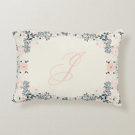 Softest Monogram | Floral Personal Custom Accent Kussen (Achterkant)