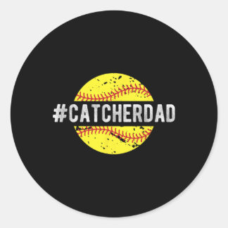 Softll Catcher Dad Of A Softll Catcher  Ronde Sticker