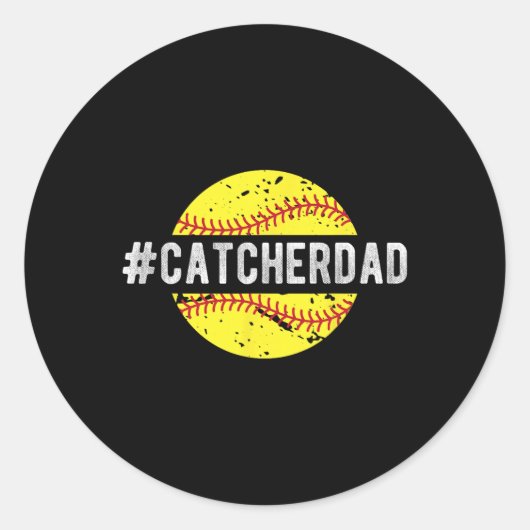 Softll Catcher Dad Of A Softll Catcher Ronde Sticker (Voorkant)