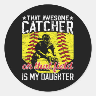 Softll Catcher Dad Proud Softll Catcher Father  Ronde Sticker