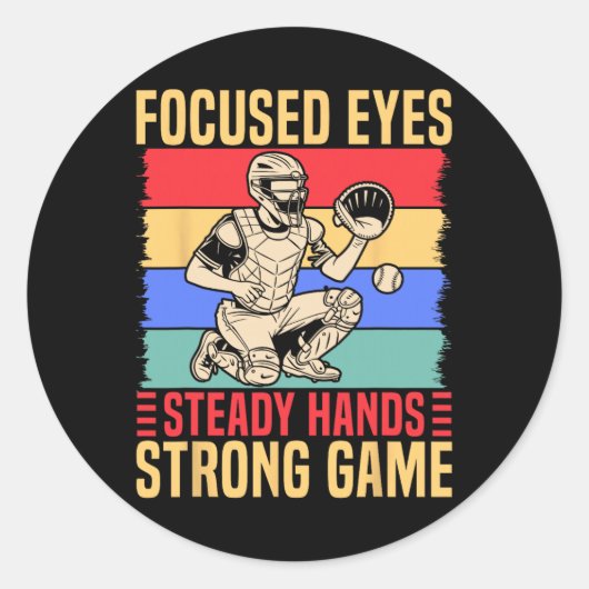 Softll Catcher Focused Eyes Steady Hands Softll Mo Ronde Sticker (Voorkant)