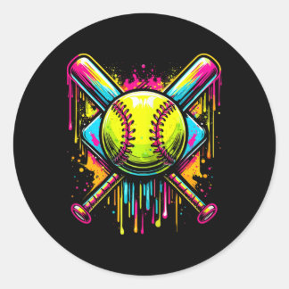 Softll Girl Ice Cream Softll Drip _1  Ronde Sticker