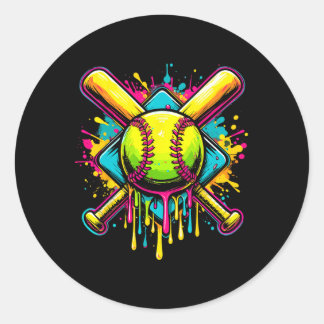 Softll Girl Ice Cream Softll Drip  Ronde Sticker