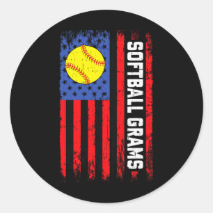 Softll Grams Amerikaanse Vlag Grappige Softll Spel Ronde Sticker