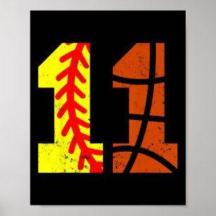 Softll Sketll Nummer 11 Jersey Grappige 11e Verjaa Poster