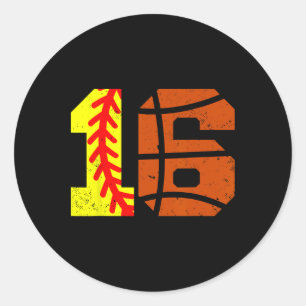 Softll Sketll Nummer 16 Jersey Grappige 16e Verjaa Ronde Sticker