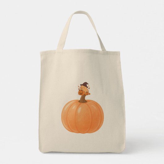 Softly Spooky Capybara Pumpkin Tote Bag (Achterkant)