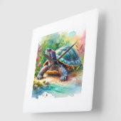 Softshell Turtle 221024AREF149 - Watercolor Vierkante Klok (Hoek)