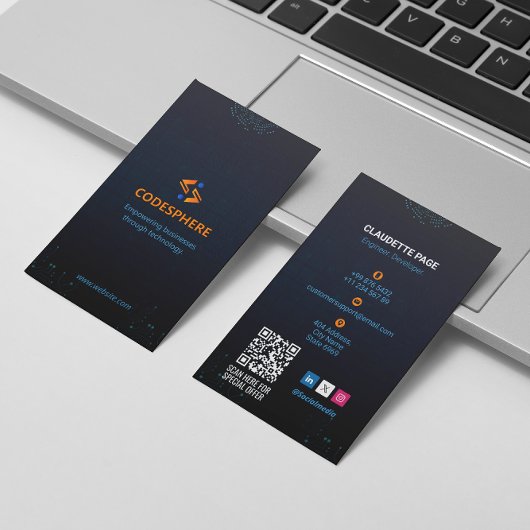 Software Developer Business | Modern blauw portret Visitekaartje