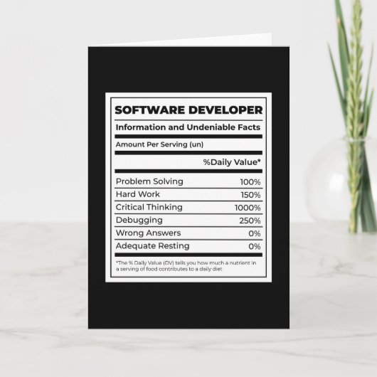 Software Developer Funny neutritunal Kaart (Voorkant)