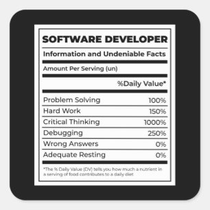 Software Developer Funny neutritunal Vierkante Sticker