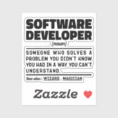 Software Developer Noun Definition Coding Expert Sticker (Vel)