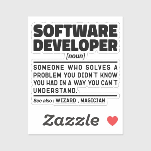 Software Developer Noun Definition Coding Expert Sticker (Vel)