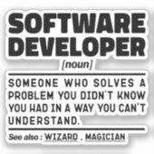 Software Developer Noun Definition Coding Expert Sticker (Voorkant)