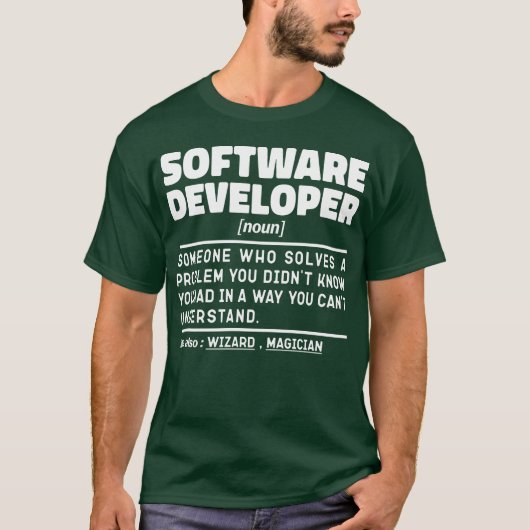 Software Developer Noun Definition Coding Expert T-shirt (Voorkant)