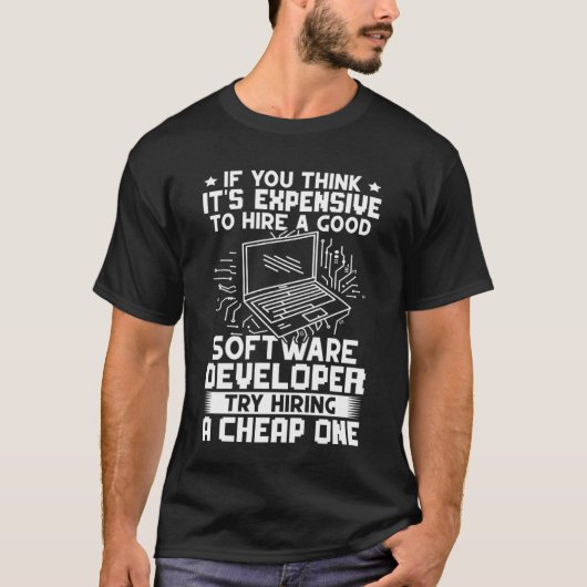Software Developer probeert een goedkope versie te T-shirt (Voorkant)