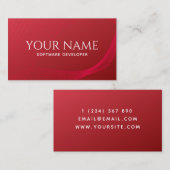 Software Developer Solutions Bright Red Line Wave Visitekaartje (Voorkant / Achterkant)