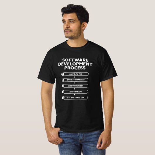 Software Development Process Funny Gift T-shirt (Voorkant volledig)
