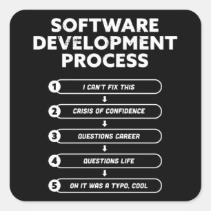 Software Development Process Funny Gift Vierkante Sticker