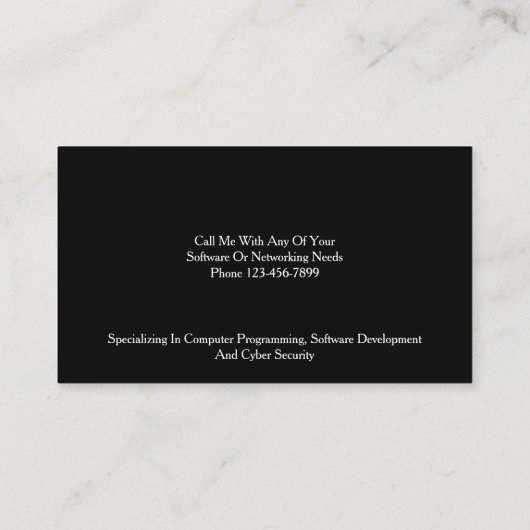 Software Engineer Cyber Security Visitekaartje (Achterkant)