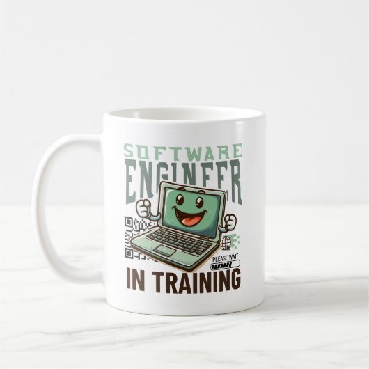 Software engineer in opleiding koffiemok (Links)