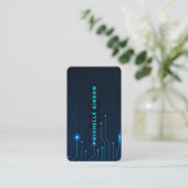 Software Engineer Monogram Neon Blue Tech Modern Visitekaartje (Staand voorkant)