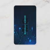 Software Engineer Programmeur Modern Neon Blauw Visitekaartje (Voorkant)