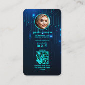 Software Engineer Programmeur Modern Neon Blauw Visitekaartje (Achterkant)