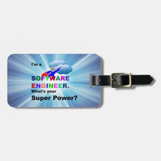 Software Engineer Superheld Bagagelabel (Voorkant horizontaal)