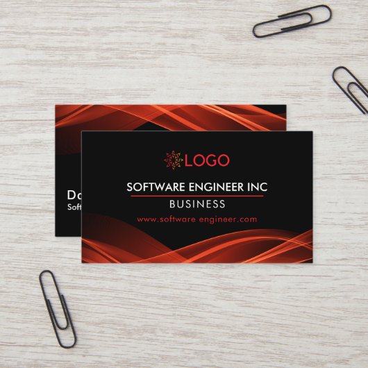 Software Engineer Visitekaartje Black Red Modern (Voorkant / Achterkant in situ)