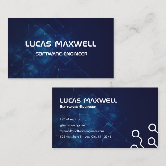Software Engineer Visitekaartjes donkerblauw (Voorkant / Achterkant)