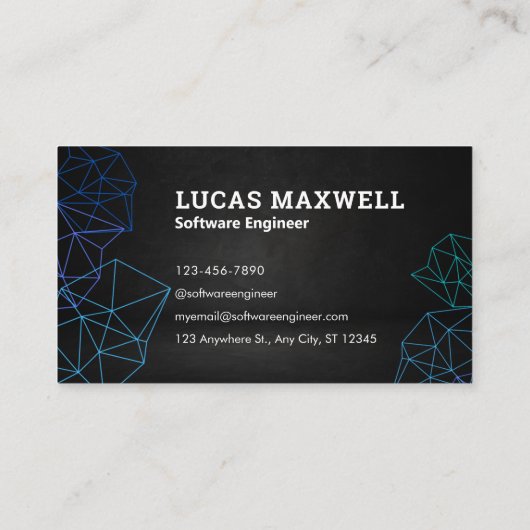 Software Engineer Visitekaartjes zwart Futuristic (Achterkant)