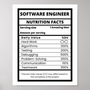 Software Engineer Voeding Feiten Cool Tech Poster