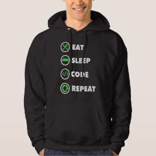 Software Ontwikkelaar Computer Coder Eat Sleep Cod Hoodie
