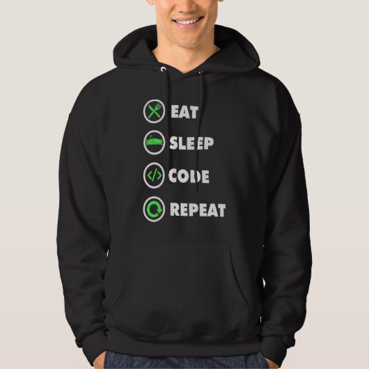 Software Ontwikkelaar Computer Coder Eat Sleep Cod Hoodie (Voorkant)