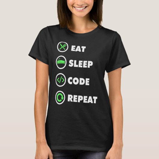 Software Ontwikkelaar Computer Coder Eat Sleep Cod T-shirt (Voorkant)