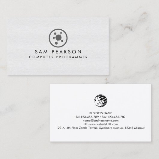 Software-ontwikkelaar voor computerprogramma's visitekaartje (Voorkant / Achterkant)