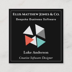 Software Ontwikkelaar Zwart Geometrische QR Code Vierkante Visitekaartje