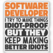 Softwareontwikkelaar Ik probeer het grappig te mak Sticker (Voorkant)