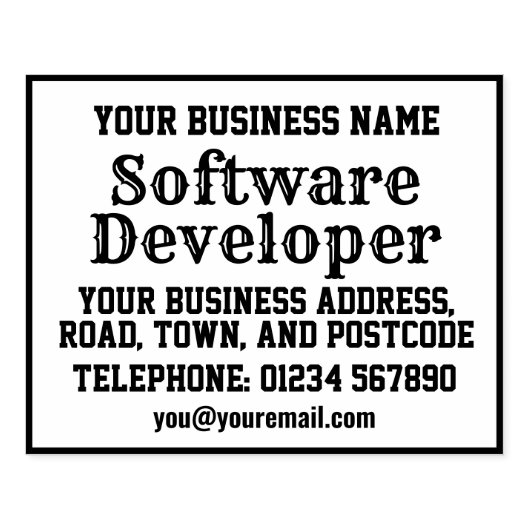 Softwareontwikkelaar met naam, adres, enz. rubberstempel (Afrduk)