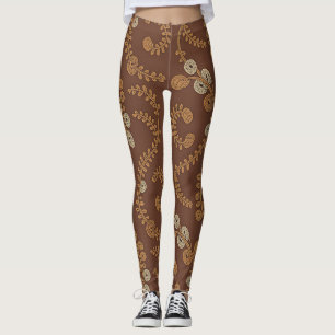 Sogan Earth Scroll   Leggings à motif batik