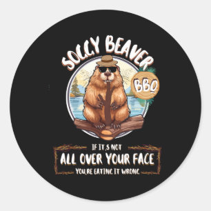 Soggy Beaver BBQ als het niet helemaal over je gez Ronde Sticker